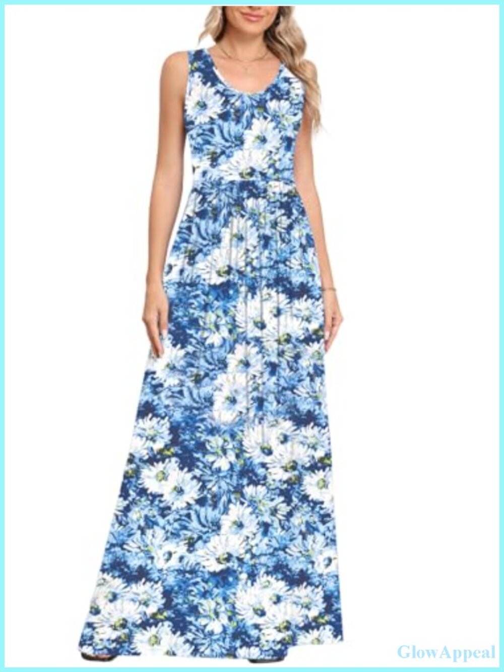 Flowy Sleeveless Maxi Dress with Pockets casual beach dress - Picture 2 of 6